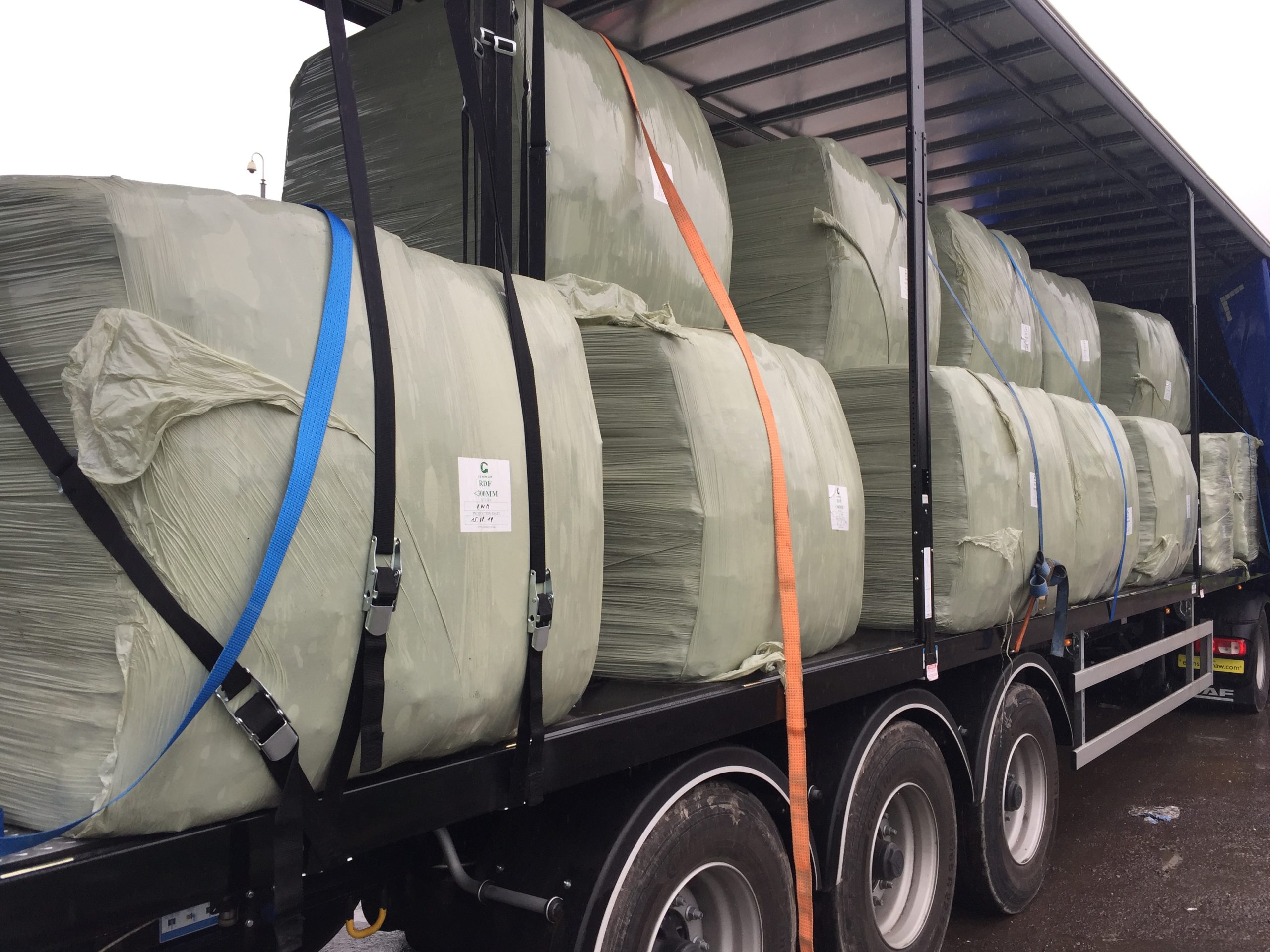 Bales of RDF on a lorry