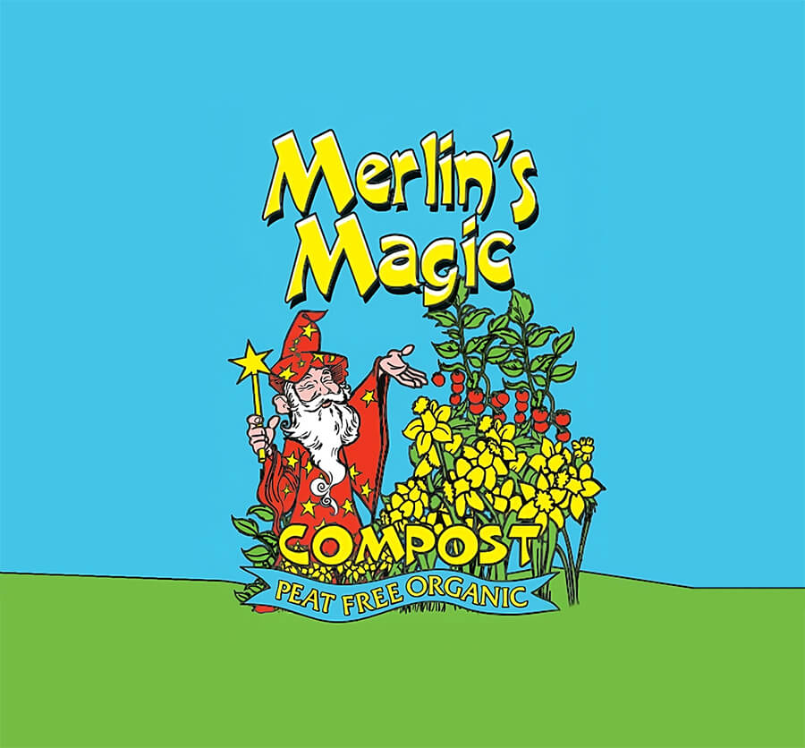 Merlin's Magic Compost illustration of a wizard waving its wand over some plants